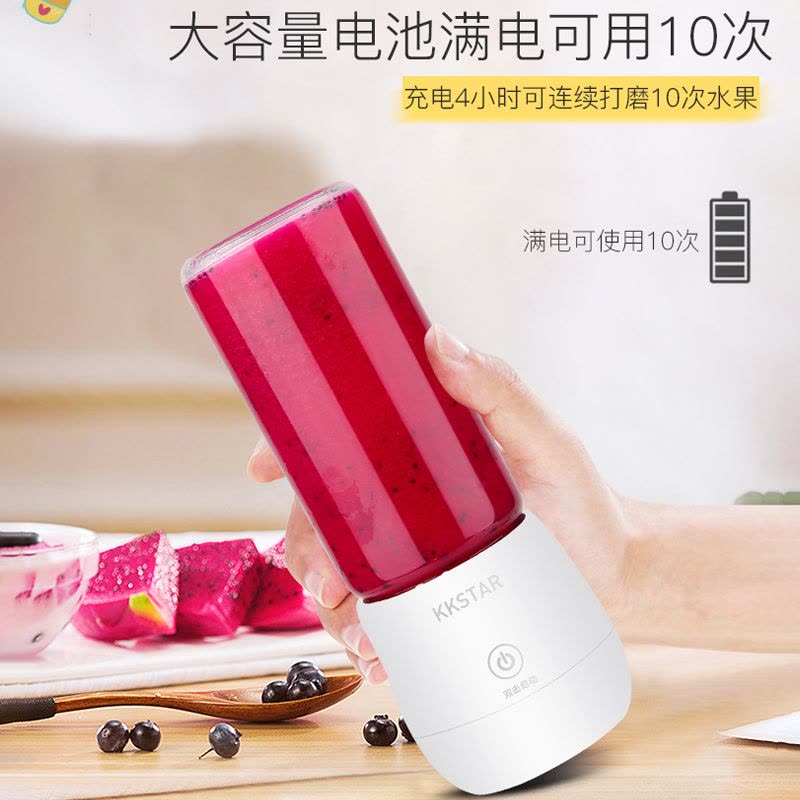 网红便携式榨汁机家用水果小型充电迷你电动玻璃杯身鲜炸果汁杯 升级款6刀头粉色图片