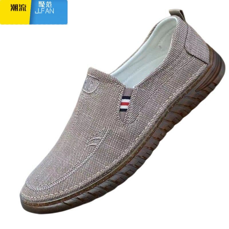 聚范牛筋底老北京布鞋开车鞋一脚蹬透气亚麻鞋面休闲耐磨鞋男鞋图片
