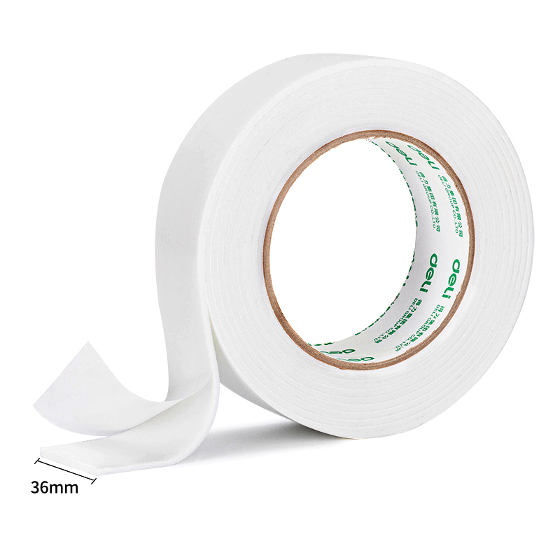 得力(deli)泡棉双面胶带 36mm*5y*2.5mm 12卷袋装 白色30416高清大图