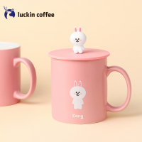 瑞幸咖啡&LINE FRIENDS联名款经典陶瓷马克杯创意带盖潮流情侣杯(cony)