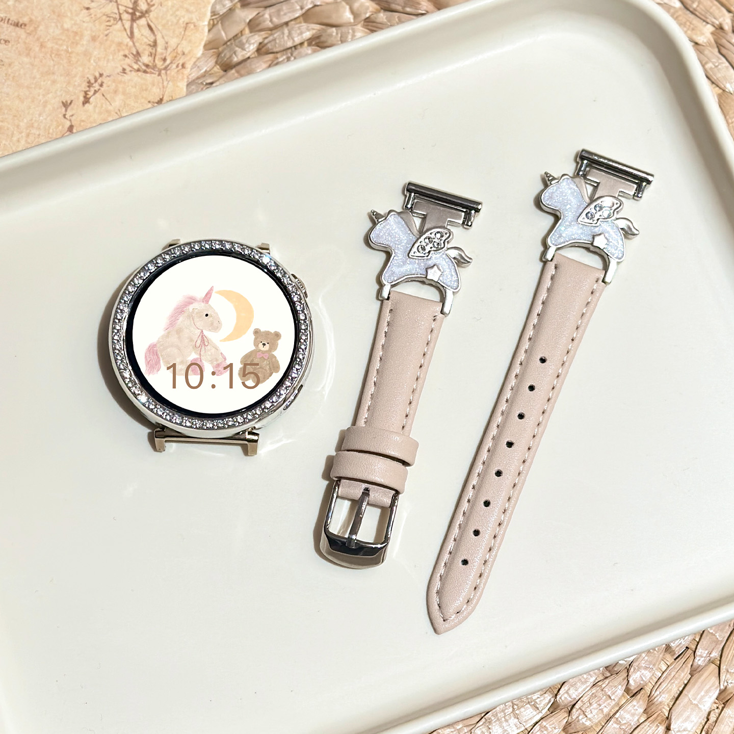 【甜美小花】适用于小天才电话手表表带z11/z10/z9新款编织3139B 杏色套 4