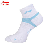 李宁（LI-NING）羽毛球棉袜男女款 吸汗透气 白蓝AWSS387-2