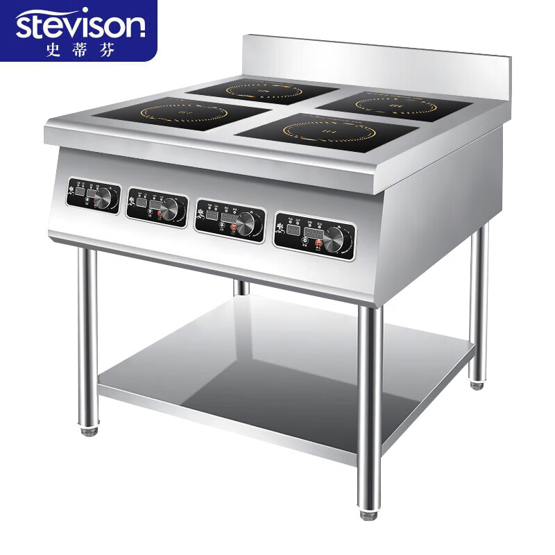史蒂芬(stevison) 豪华立式4头300电磁煲仔炉220V/380V两种电压可选 3500W+4 双控开关不锈钢H