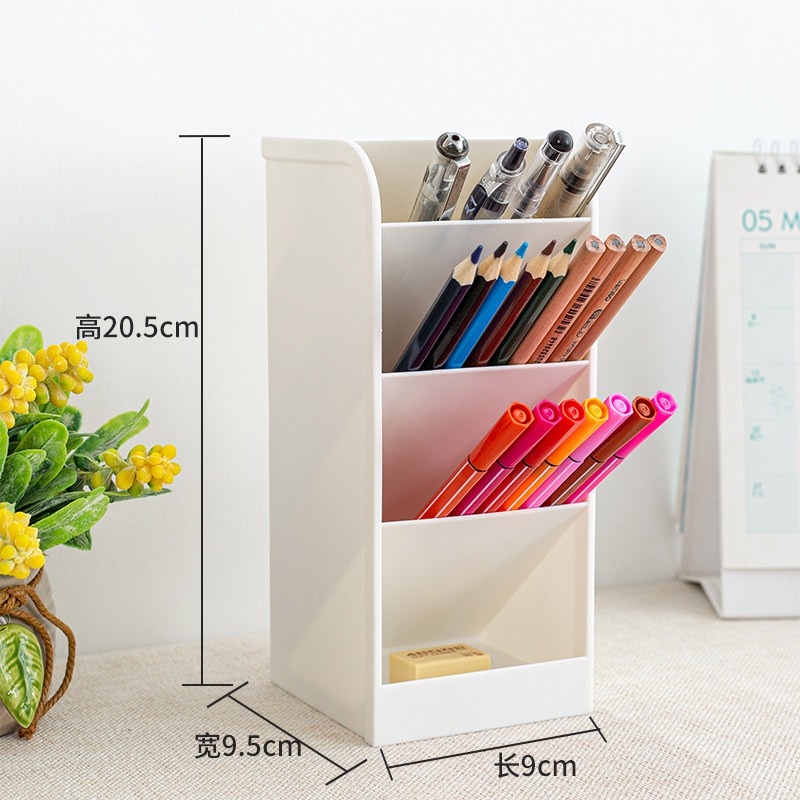 北欧简约斜插式笔筒女多功能学生桌面个性办公室化妆刷收纳盒ins 三维工匠 透明9.5*9/20.5h