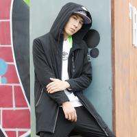 赛琪(SAIQI)男士运动风衣2018年秋季男款运动外套跑步防风薄款紧身型连帽锦纶长款斜拉链门襟九分袖228553