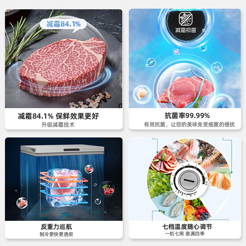 美菱(MELNG)200升冷柜冰柜大容量节能家用薄壁保鲜冷冻冷藏柜BC/BD-200DTXNP高清大图