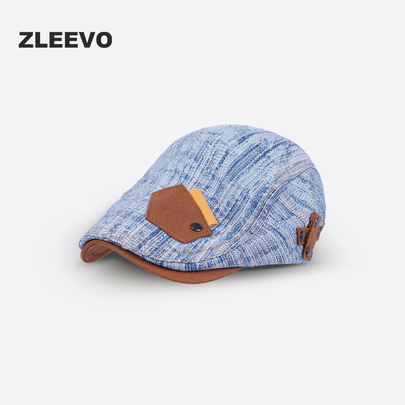 新款四季小众牛仔口袋鸭舌前进帽水洗个性逛街遮阳贝雷帽报童帽子