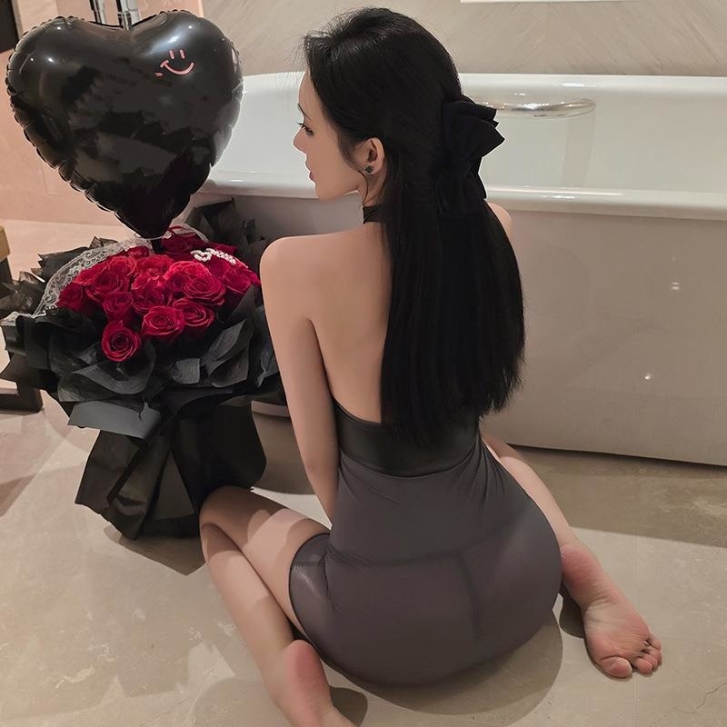 长夜漫漫情趣内衣性感漆皮拼接透视紧身包臀旗袍秘书制服套装1101高清大图