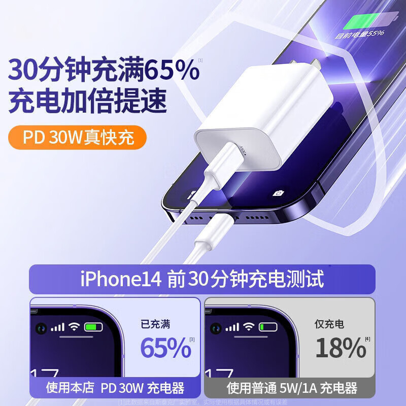 斯泰克 适用于苹果充电器头快充PD30w 兼容快充套装充电线 手机平板充电 P023高清大图