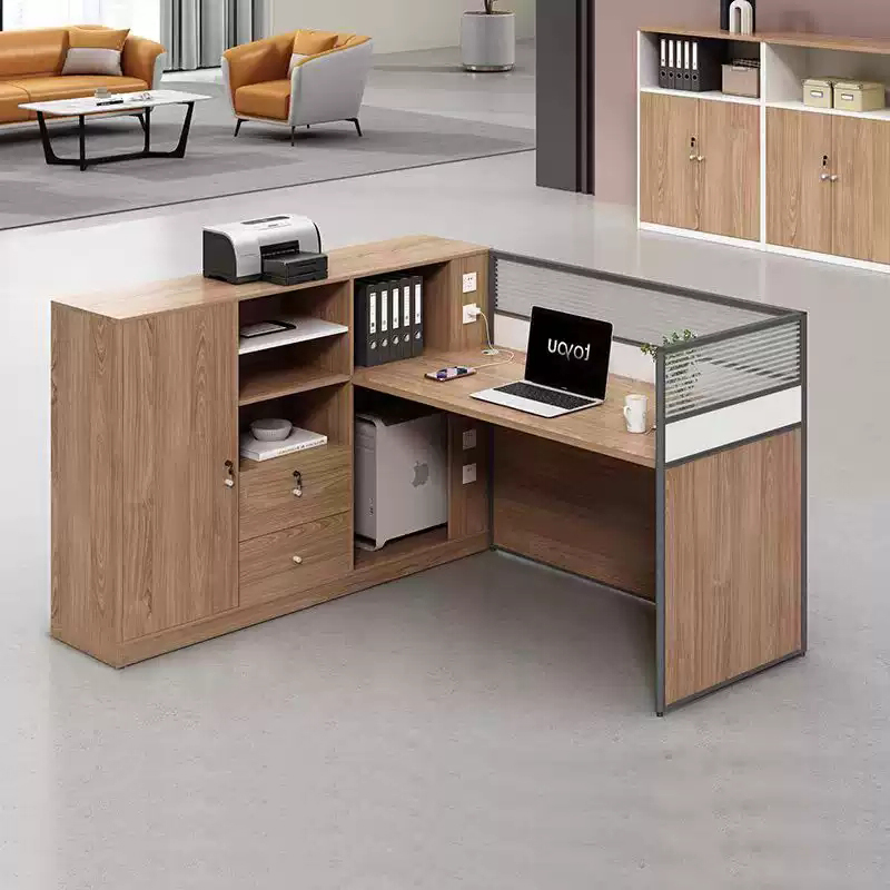 鑫金虎 屏风职员桌 L型单人位1500*1400*1100mm高清大图