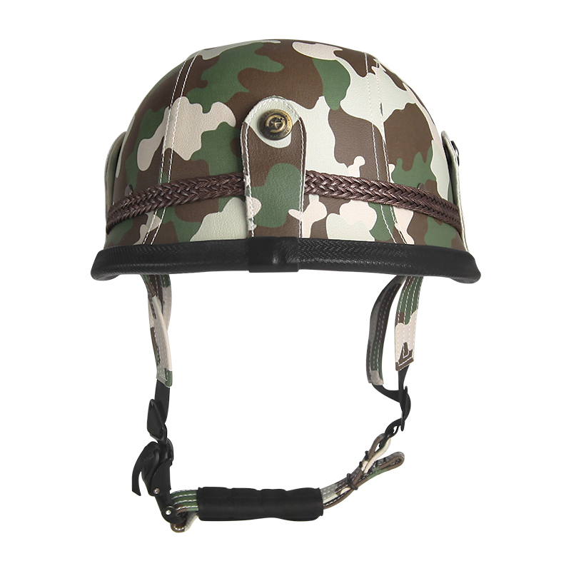 德式头盔男女哈雷复古电动机车头盔摩托车1/2半盔迷彩轻便盔