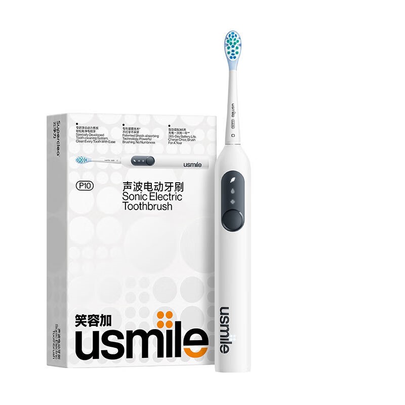 usmile笑容加电动牙刷 缓震清洁刷头 P10昆仑白 365天续航