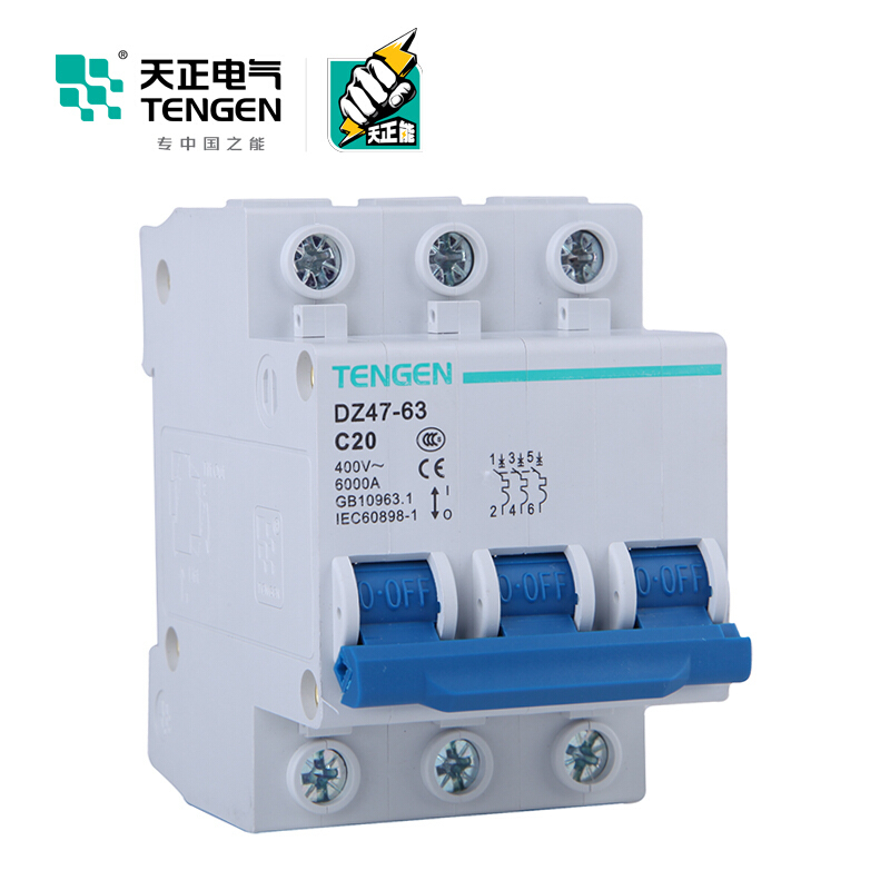 天正电气 DZ47-63 3P C 20A 4.5KA 01060020302 微型断路器