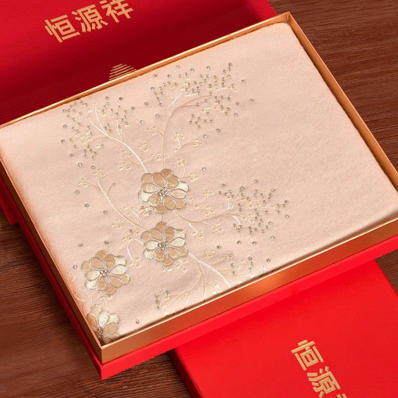 恒源祥100%羊毛披肩围巾女冬季中年妈妈款刺绣高端婚礼喜婆婆旗袍图片