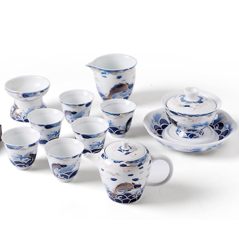 美帮汇功夫茶具套组盖碗茶洗多人家用陶瓷泡茶壶茶杯整套礼盒包装高清大图