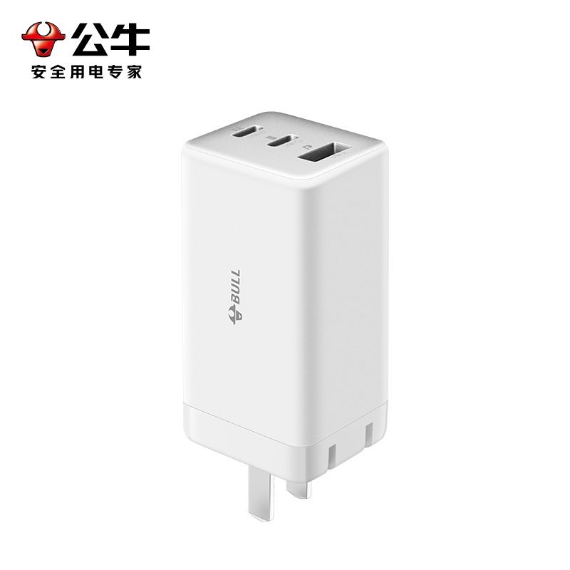 公牛(bull)GNV-AF1673糯米白[67W/三口快充]氮化镓充电器适用苹果14PD插头TypeC手机多口充电头高清大图