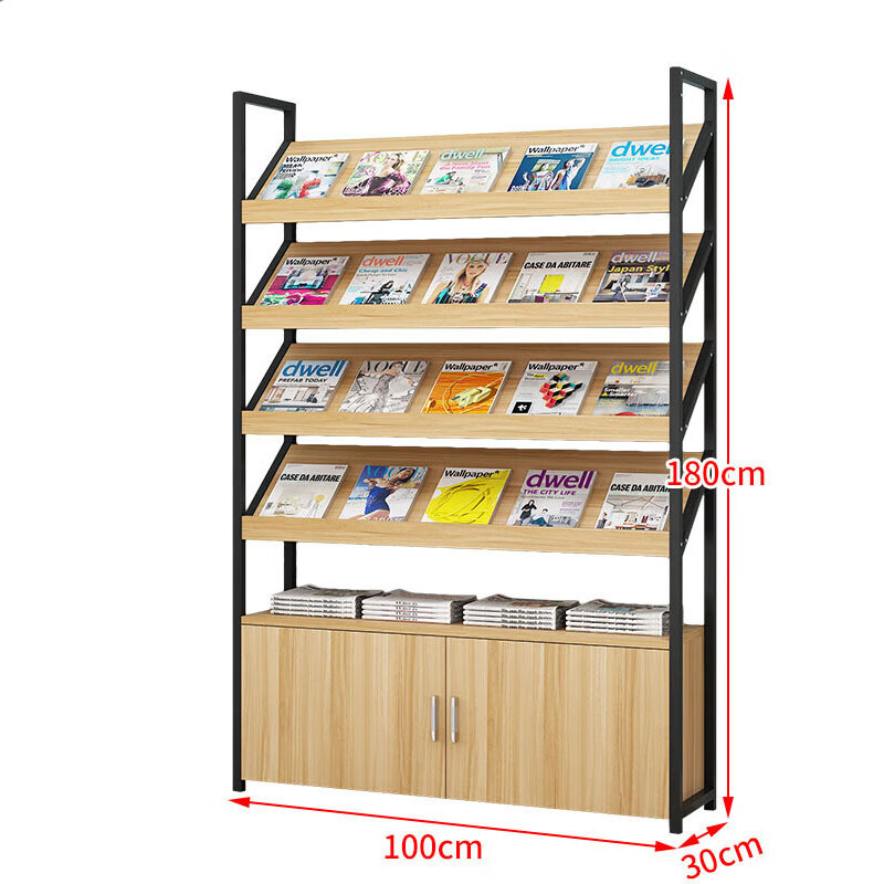 锦北杂志架书报架报刊架置物架展示架资料落地阅览架4层长100cm无logo高清大图