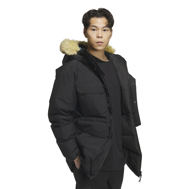 adidas阿迪达斯羽绒服男冬新款连帽保暖毛领运动羽绒服外套is0366