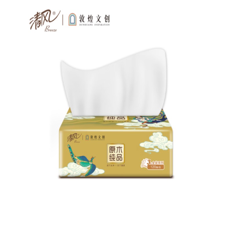 清风敦煌文创原木纯品系列3层120抽一提3包(190mm*132mm)高清大图
