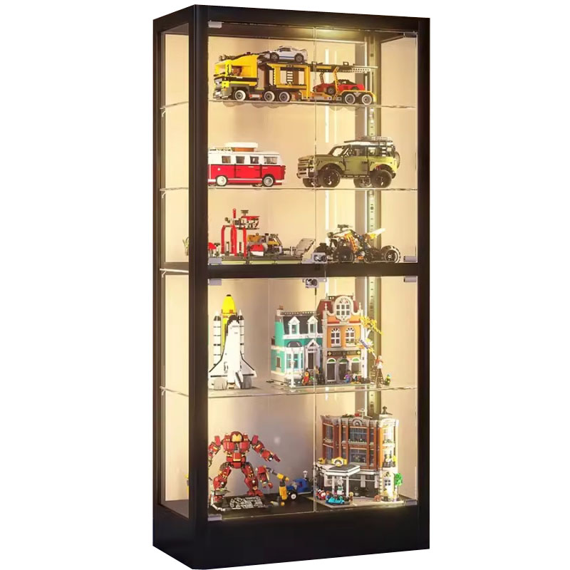 锦北 透明展柜手办展示柜带灯玻璃柜模型陈列柜双门五层800*400*1800mm