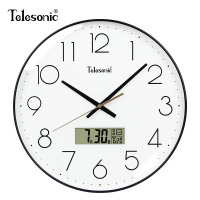 天王星(Telesonic)挂钟简约客厅静音时钟挂表时尚北欧艺术轻奢装饰创意石英钟表挂墙钟 14英寸黑色【直径35.5厘米】静音机芯+365天质保