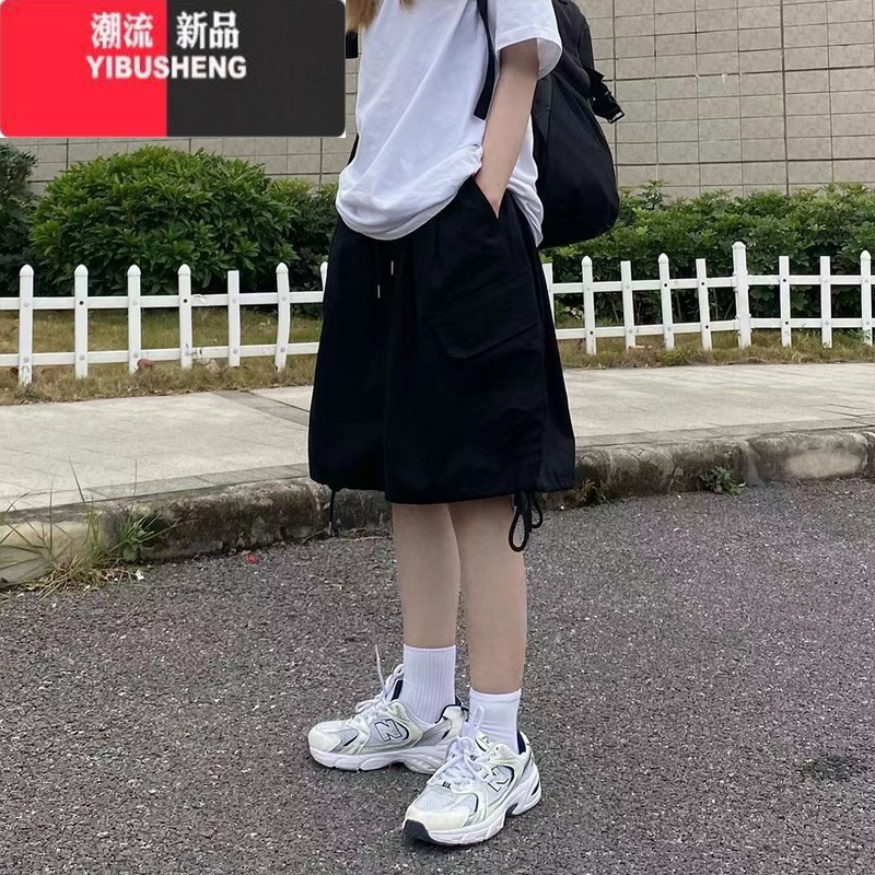 YIBUSHENG季大码300斤胖mm薄款宽松休闲显瘦工装短裤女高腰复古休闲裤潮