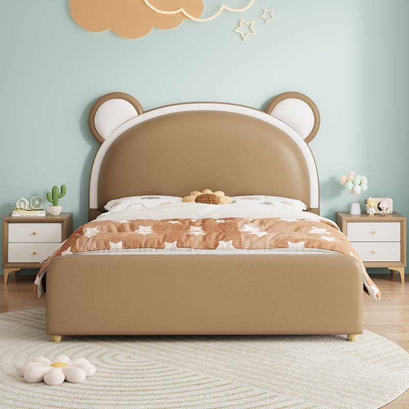 简约现代公主床 少女心网红兔子床软包皮床双人床儿童床图片