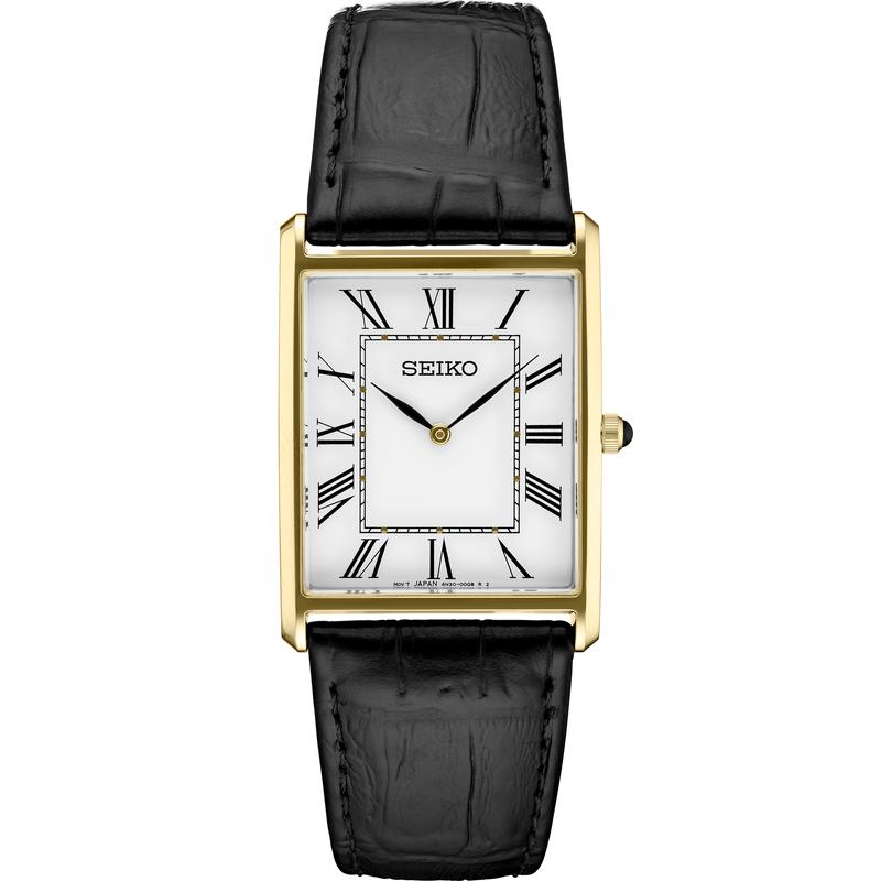 SEIKO/精工 Essentials 系列中性手表 复古小方表简约两针皮带商务休闲石英表