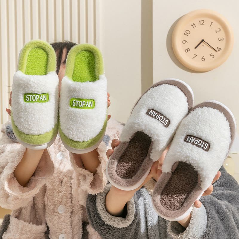 幸福派 新款毛绒棉拖鞋女全包冬季室内防滑居家情侣秋冬防滑拖鞋保暖毛绒绒家居家用加绒保暖包头室内棉鞋男士大码拖鞋图片