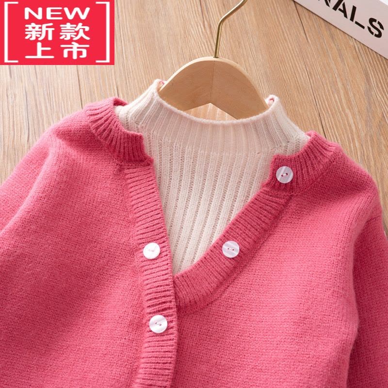 可莉允女童毛衣秋冬装新款小宝宝针织衫加厚儿童上衣外穿春秋季大童外套图片
