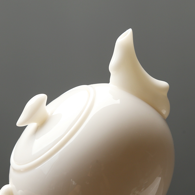 苏氏陶瓷(SUSHI CERAMICS)茶壶羊脂玉中国白如意陶瓷功夫茶具泡茶壶猪油白亮光款礼盒装