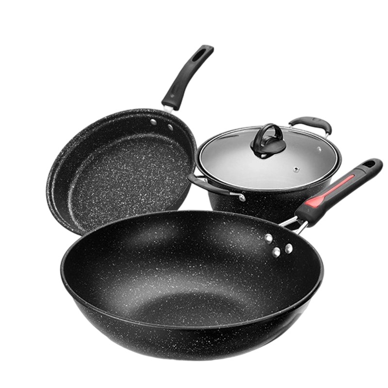 梵澜狸麦饭石不粘锅具套装SZ46 套高清大图