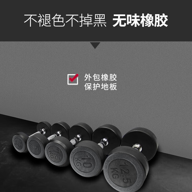捷瑞特(JOROTO)美国品牌环保包胶哑铃男士手铃家用健身器材15公斤一对