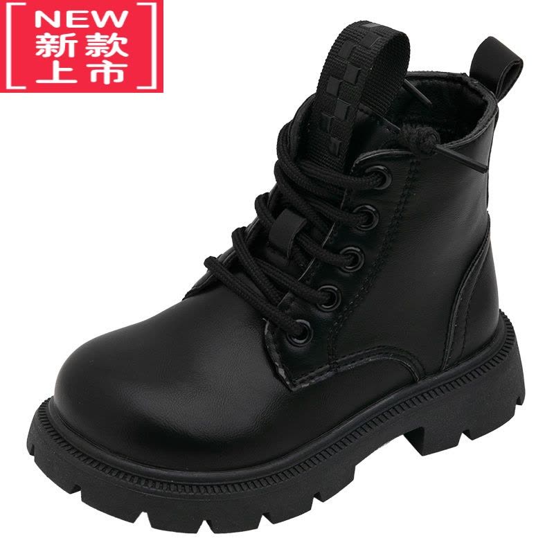 可莉允儿童马丁靴2022冬季新款童鞋男童靴子女童皮靴二棉加绒短靴英伦风图片