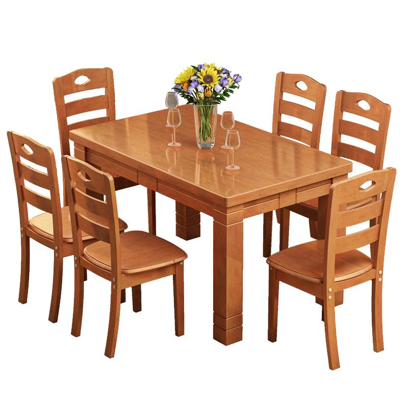 汐餐桌海棠色一桌六椅套高清大图