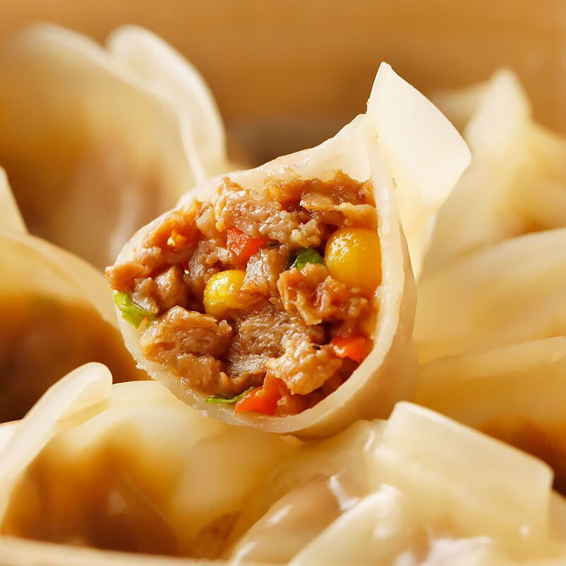 千味央厨蒸煎饺皮薄馅足白菜猪肉味1kg*1袋+玉米猪肉味1kg*1袋高清大图