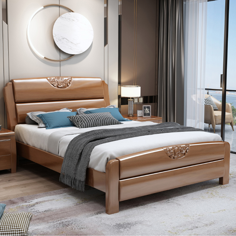 臻远ZY-SMC-130 现代简约实木床双人床 1.5米简约床高清大图