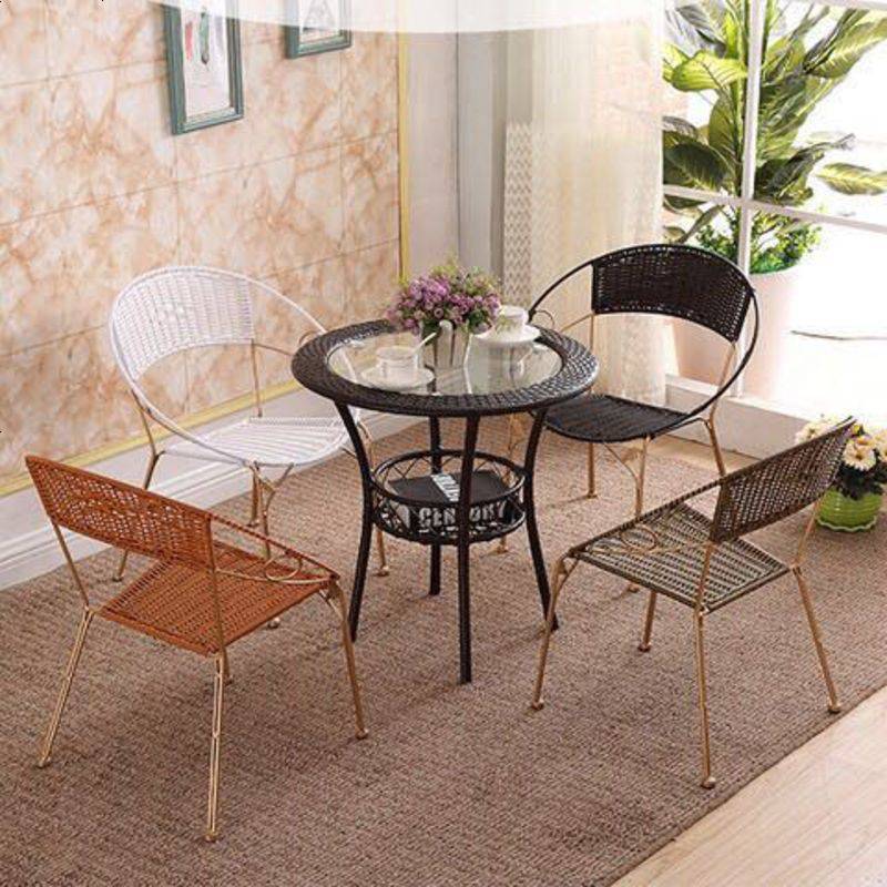 椅子户外桌椅儿童凳子阳台藤椅靠背椅休闲家用小藤椅子矮凳子 白色 加大号升级版[45cm]图片