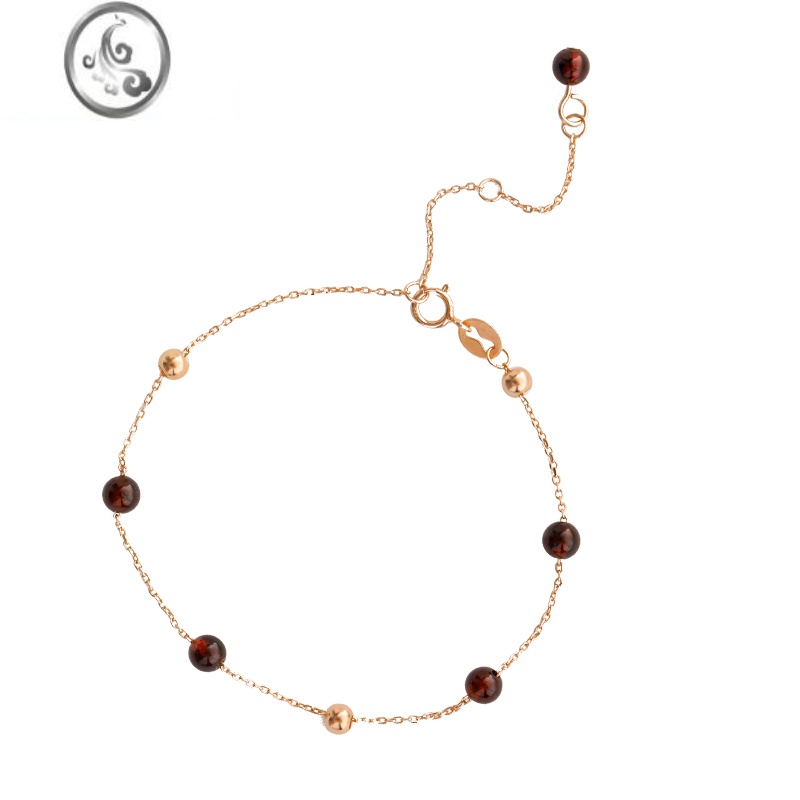 JiMi石榴石手链女夏闺蜜手链女生银手链2022年新款女ins小众设n 玫瑰金一条