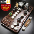 三维工匠整套茶具茶道套装紫砂陶瓷功夫茶具全自动上水茶盘茶台家用 11棕笑佛梵文自动黑 30件