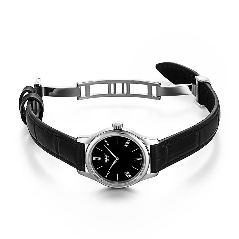 天梭(TISSOT)手表 瑞士品牌 新款俊雅5.15mm纤薄表盘皮带腕表女表石英表女T063.009.16.058.00