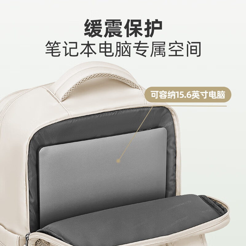 维多利亚旅行者短途旅行登山出差电脑包双肩包USB充电背包7051米白色高清大图