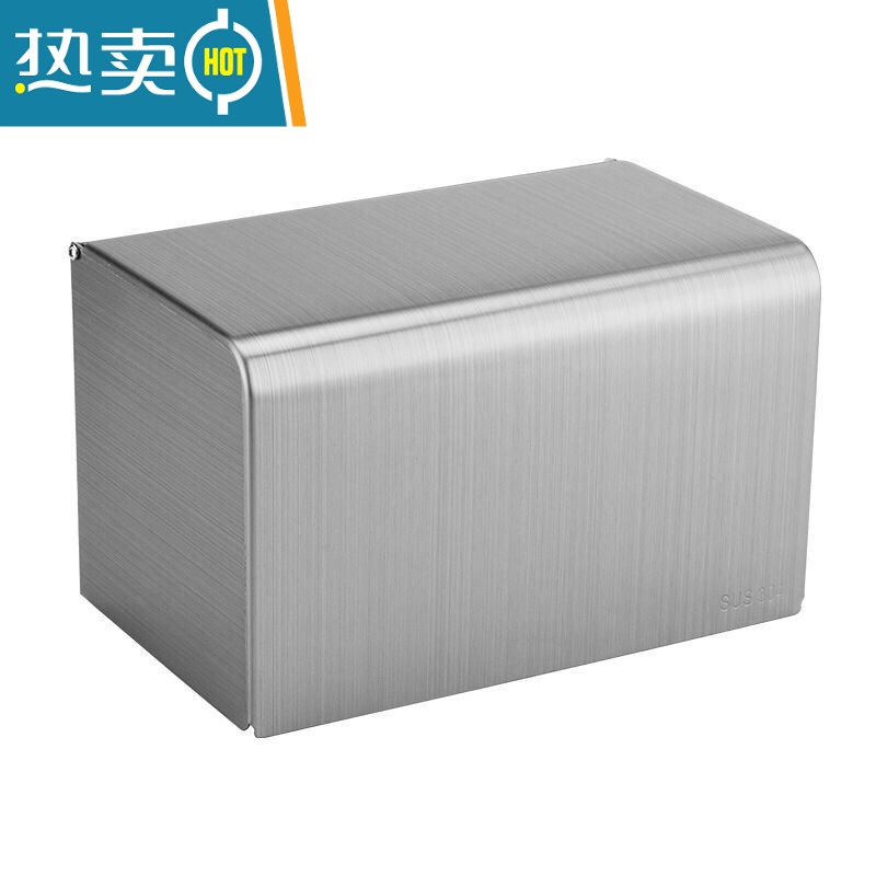 敬平防水纸巾盒不锈钢304抽纸盒厕所卷纸盒卫生间免打孔卷纸器纸巾架 [304加厚不锈钢]长款钛金高清大图