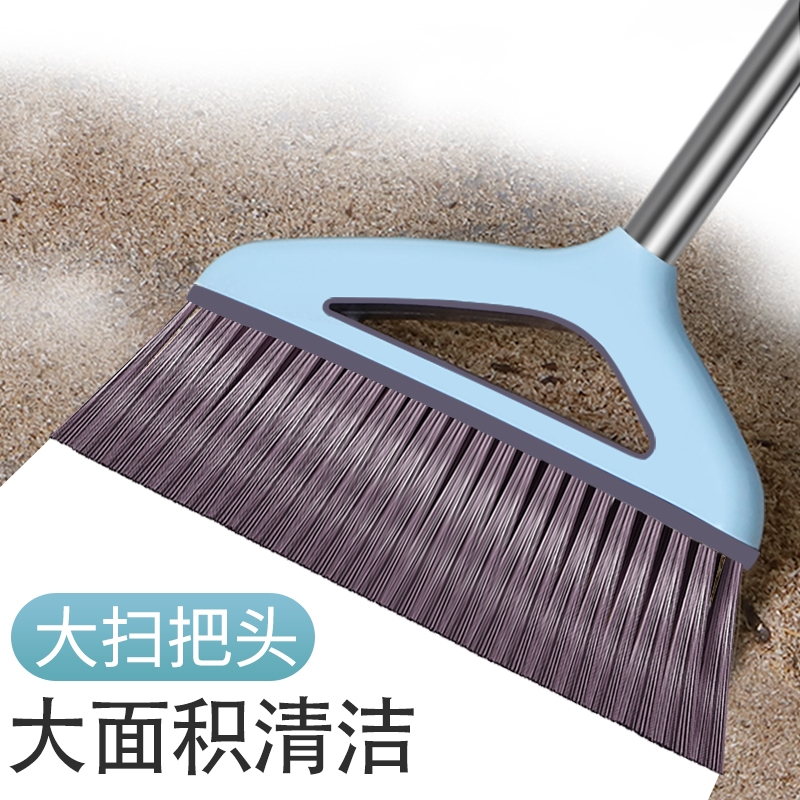 企购优品 扫把簸箕套装扫帚灰斗家用笤帚组合撮箕捎吧刮水不沾头发扫地 2881睿智蓝软毛两件套