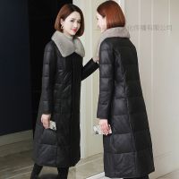 2024海宁真皮皮羽绒服新款女长款水貂毛领绵羊皮加绒加厚皮衣外套