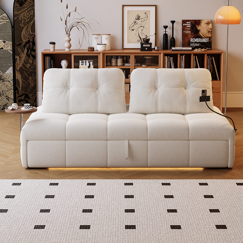 欧梵森 轻奢沙发床小户型可折叠双人小户型客厅两用多功能沙发床简约