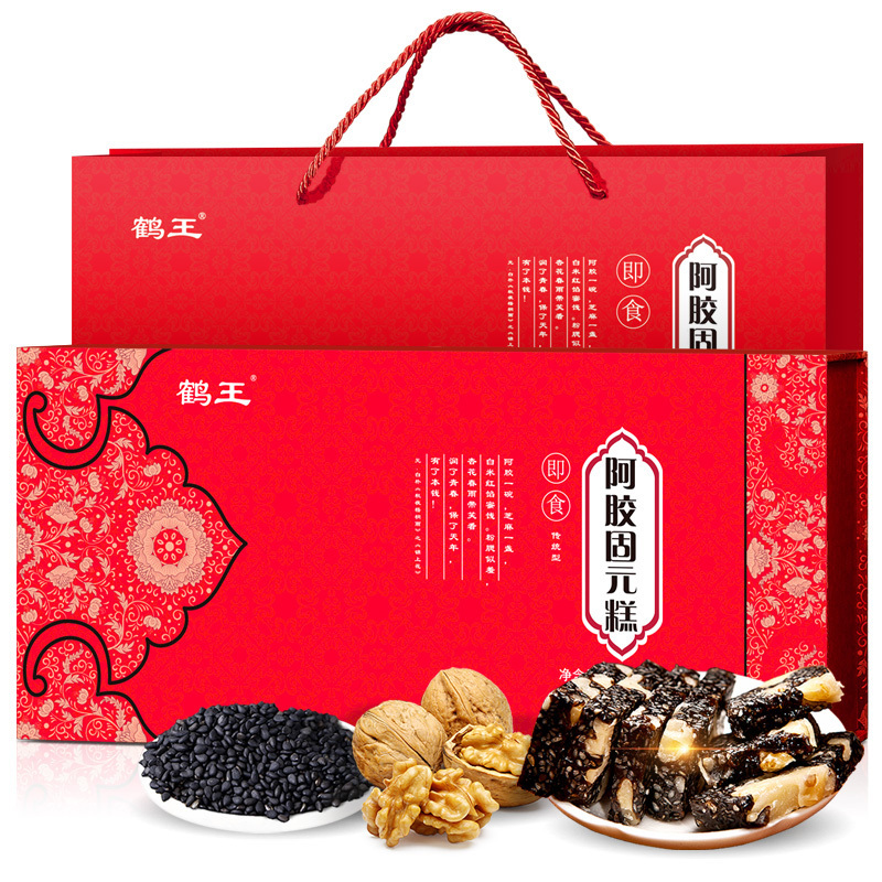 鹤王阿胶糕即食传统型500g送礼阿胶糕礼盒纯山东手工 固元膏 礼盒装