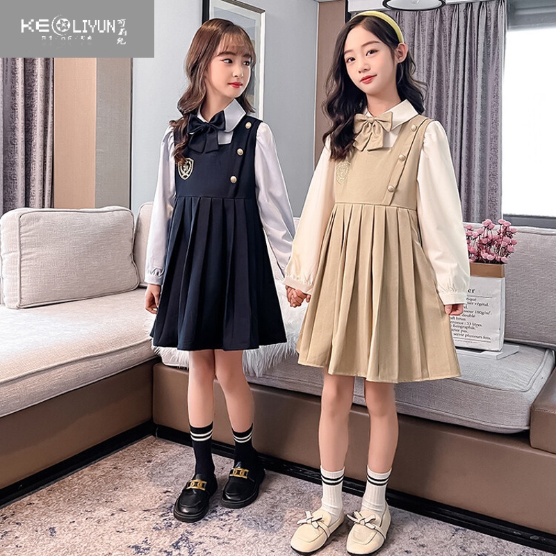 可莉允女童连衣裙春装jk制服套装大儿童裙子小学生英伦学院风闺蜜姐妹