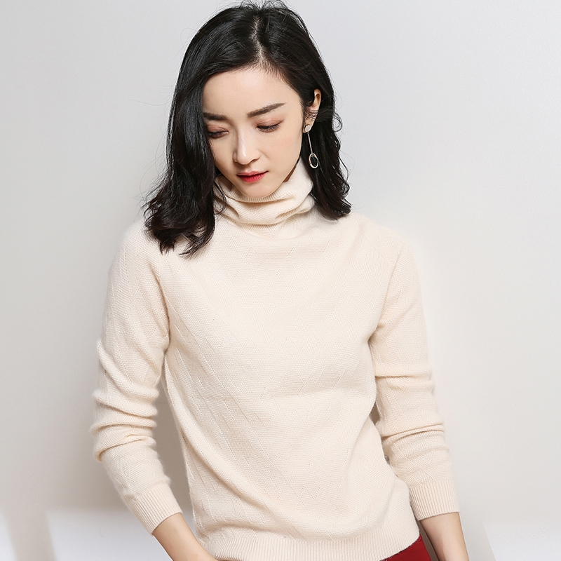 堆堆领席编羊绒衫女高领毛衣针织打底衫加厚宽松2018秋冬新款