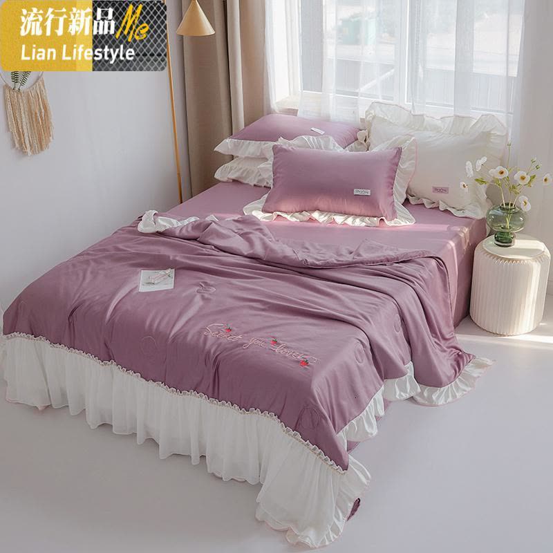 夏季双面夏被四件套夏凉被空调被丝滑凉感可水洗天丝薄被 三维工匠被子图片